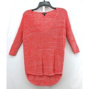 Express Sweater Womens Size XS Pink Knit Slim Fit 3/4 Sleeve Pullover Top